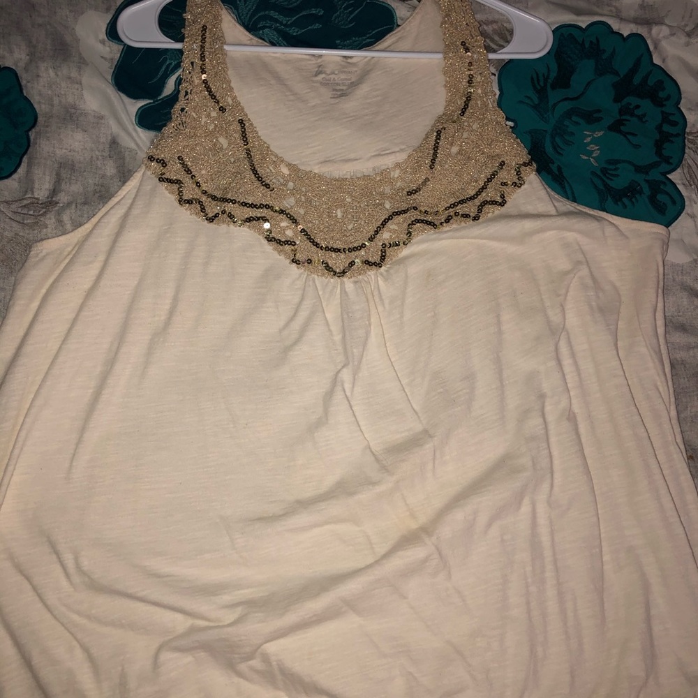 Cream with gold tank top